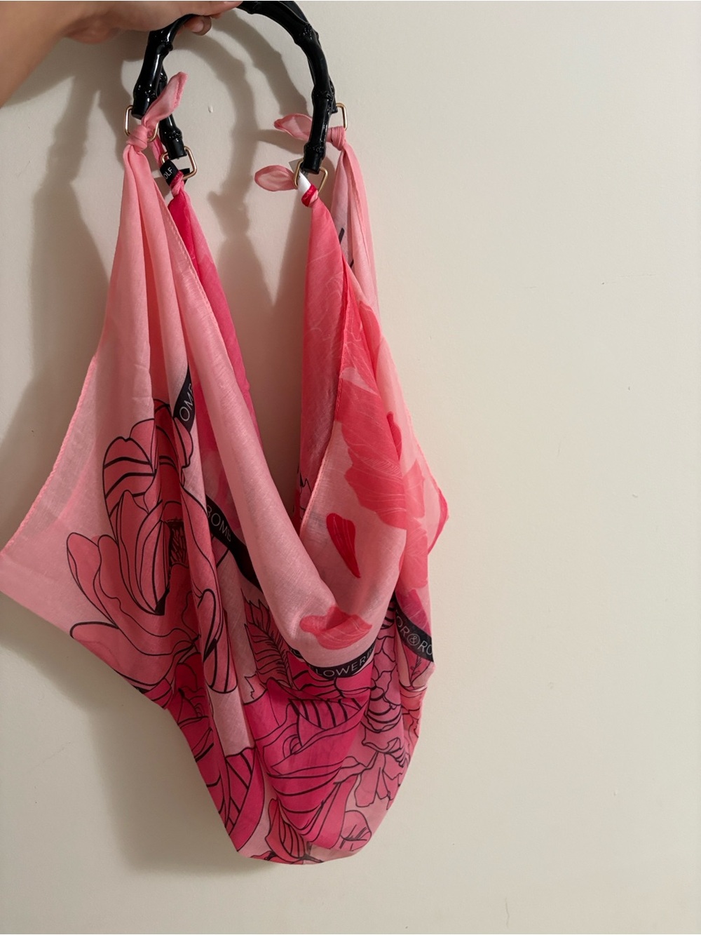 VIKTOR & ROLF Scarf Tote with Black Bamboo-Style Handles